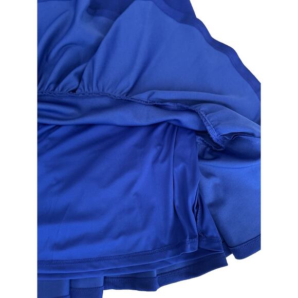 Betsey Johnson Sleeveless Blue Shift Midi Ruffle Hem Size 10 Church Baby Shower - Picture 4 of 4